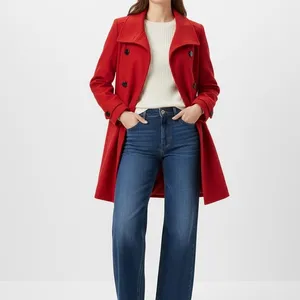 Charlotte Russe Red Wool Pea Coat Small Long Double Breasted Peacoat thumbnail 3