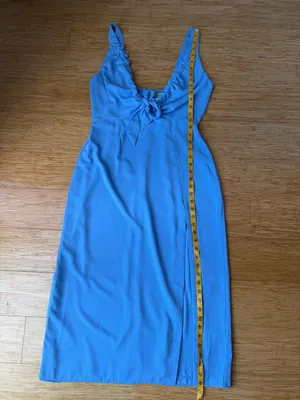Abercrombie Cinched Neck Slip Midi Dress Blue M Petite thumbnail 8