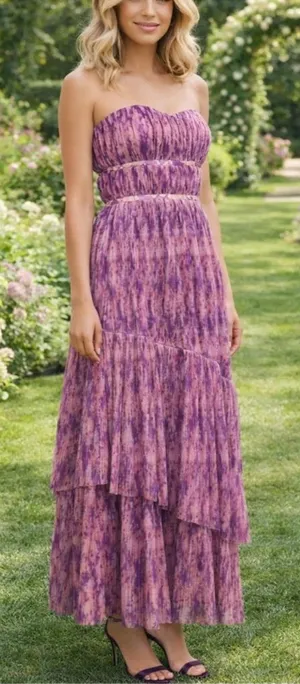 Hutch Womens Strapless Renza Gown Maxi Dress Size 8 Pink Purple thumbnail 1