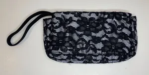 Victoria’s‎ Secret Y2K Floral Lace Wristlet Black and Gray Lace Clutch thumbnail 1