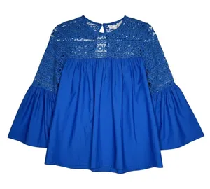 Endless Rose Blue Crochet Lace Blouse Size Small NEW thumbnail 1