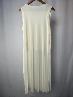 Wet‎ Seal Sleeveless Side Slit Shear Long Top in Off White Size Medium thumbnail 3