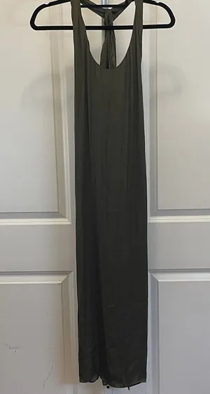 Zara Racerback Maxi Dress - Women Size M - Olive Green thumbnail 1