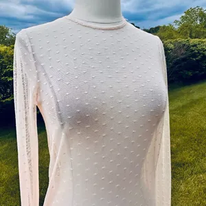 Forever 21 off white sheer lace polka dot top thumbnail 6
