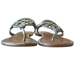 Tory Burch Miller Metallic‎ Silver Sandals Size 7 thumbnail 2