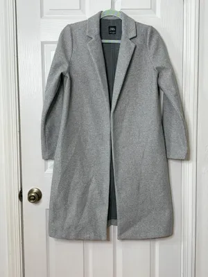 ZARA Gray Long Coat Duster Overcoat Minimalist Quiet Luxury Office Timeless Sz M thumbnail 2