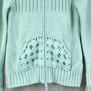 Cabelas Womens‎ Crochet Knit Hoodie Sweater Small Boho Cottage Festival Hippie thumbnail 2