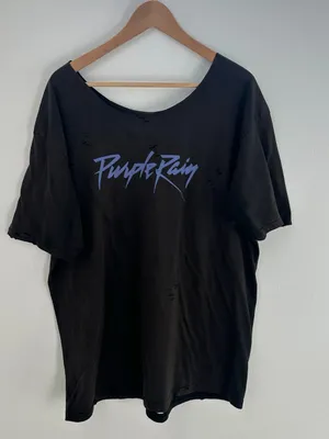 Prince Purple Rain Off The Shoulder Tee Black Size XXL thumbnail 1