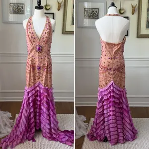 Sherry Haute Couture Halter Formal Gown Beaded Bling Blush Orchid $500 16 thumbnail 2