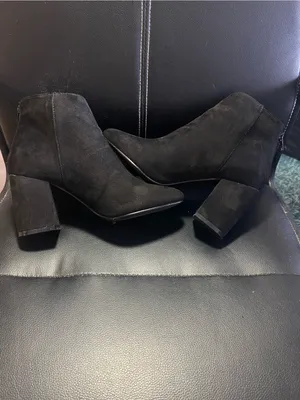 So Me Women's Black Suede Ankle Booties Chic Block Heel Size 7 thumbnail 5