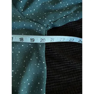 Peace‎ & Pearls Green/Wh Polkadot Chiffon Wrap Front 3/4 Tab Sleeve Blouse Sz M thumbnail 6