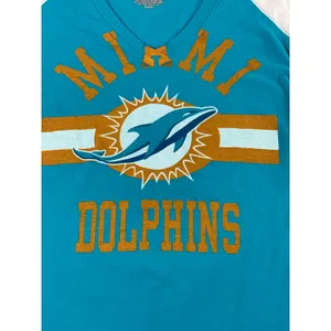 NFL Team Apparel Womens Turquoise Miami Dolphins V‑Neck Short Sleeve Tee Size M thumbnail 4