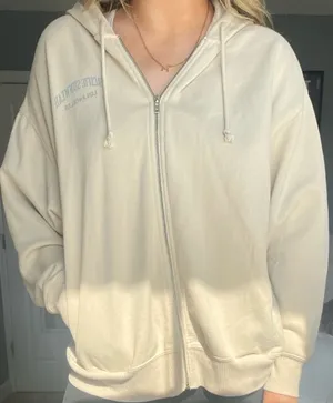 Beige Pacsun zip up hoodie with pockets and hood. Size M. thumbnail 1