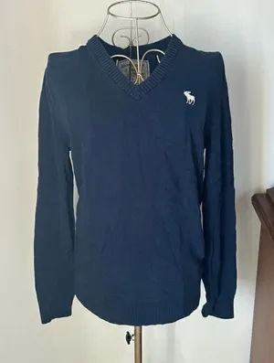 Abercrombie & Fitch Navy V-Neck Sweater Size Small thumbnail 1