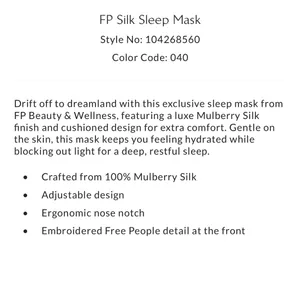 Free People 100% Mulberry Silk Eye Mask thumbnail 7