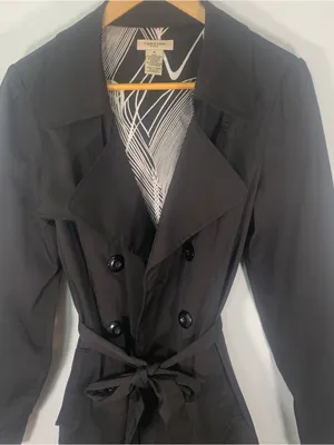 Vertigo Paris Black Double-Breasted Tie-Waist Trench Coat Ladies Sz Medium thumbnail 6