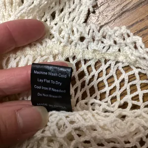 Pol open crochet Button down boho shacket Antique white. Size Medium thumbnail 16