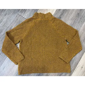 Eileen Fisher Womens XS Mustard Textured Knit Sweater Mock Neck Minimalist thumbnail 6