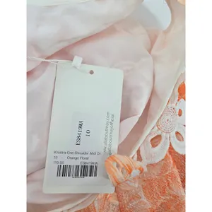All‎ About May Dress Womens 6 Orange Krestra One Shoulder Floral Lace Midi Slit thumbnail 4