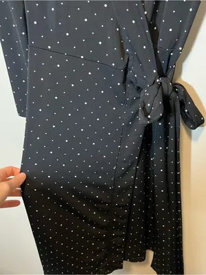 Banana Republic Women’s Black White Polka Dot Wrap Dress XS Classic‎ Business thumbnail 7