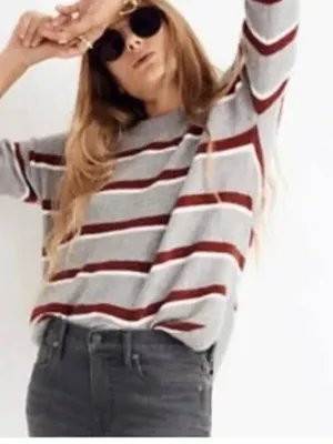 Madewell Wool Alpaca Blend Stripe Crew Neck Sweater Size Medium thumbnail 1