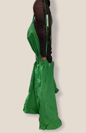Ruffled Sleeveless Solid Romper Green thumbnail 3