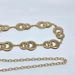 Y2K Geometric Gold Interlocking Loop Chain Belt, Fits 24.5–45 Inches, X7GA1163 thumbnail 8