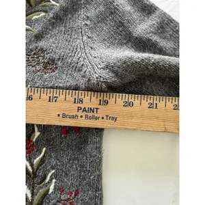 Croft & Barrow Ramie Silk Christmas‎ Sweater zip up cardigan Cardinal Floral thumbnail 5