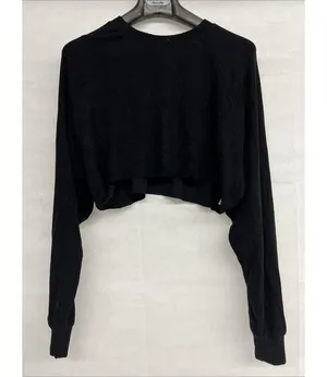 NEW NWT NIA Raglan Hacci Crop Top Super Soft Stretchy Ribbed Black Sz XS X-Small thumbnail 4