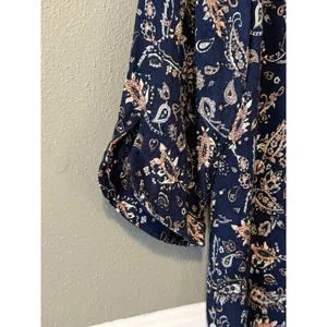 Market &‎ Spruce Women’s S Navy Blue Paisley Embroidered 3/4 Sleeve Lined Tunic thumbnail 13