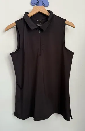 Tommy Bahama Large Active 1/4 Zip Collar Sleeveless Shirt Black Golf Outdoor thumbnail 1