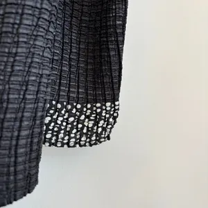 VTG Caren Brook Black Popcorn Texture Top Long Sleeve Polka Dot Wide Neck Size M thumbnail 3