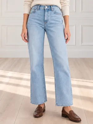 Quince Luna Stretch Relaxed Straight Jeans Sz 30 Cool Blue Mid Rise 28” Inseam thumbnail 12