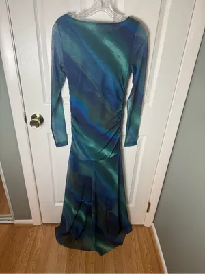 Free People Sunnei Mesh Maxi Dress in Deep Ocean Combo XS thumbnail 4