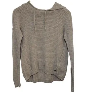 Womens Abercrombie & Fitch Grey Knit Cotton Blend Drawstring Sweater Size Medium thumbnail 1