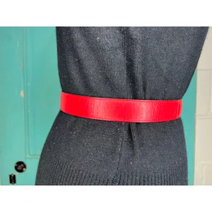 cinch Belt red goldtone vintage 1980s genuine leather thumbnail 7