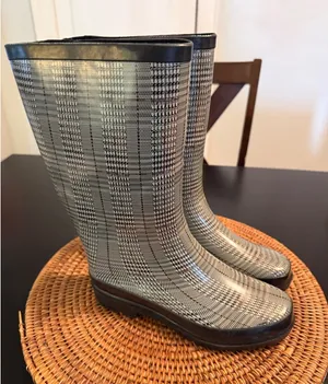 Easy Spirit Womens Glen Plaid Rain Boots Grey Black‎ Waterproof Boots Size 7M thumbnail 1