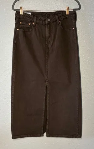 GAP Brown Midi Denim Skirt Sz 28/6 Boho Preppy thumbnail 1