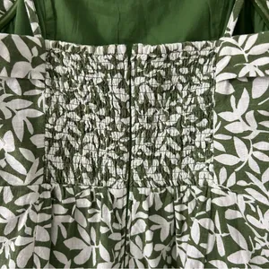 Abercrombie & Fitch Green White Linen Leaf Print Convertible Mini Dress L thumbnail 5