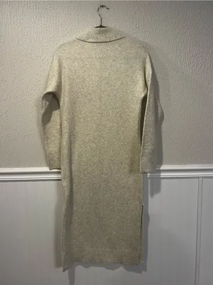 Abercrombie & Fitch Cream Collared Log Sleeve Midi Sweater Dress size X Small thumbnail 4