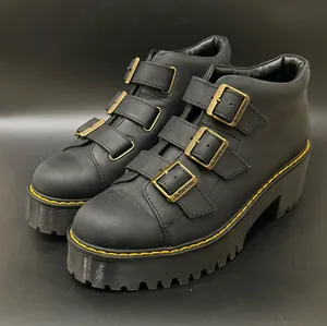 DR. MARTENS Coppola Black Leather Platform Ankle Boots Buckle Women’s Size 9 US thumbnail 1