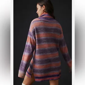 Anthropologie Daily Practice Half-Zip Tunic Sweater Mini Dress Striped M thumbnail 3