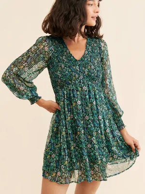 Anthropologie Ranna Gill Tia Smocked‎ Mini Dress Sz S floral thumbnail 1