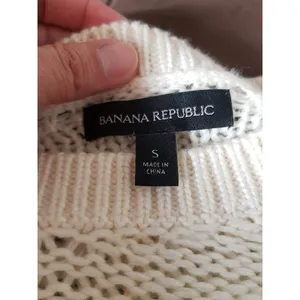 Banana Republic Sweater Wool Blend Small Ivory Knit Pullover Ribbed Waffle Fall thumbnail 8