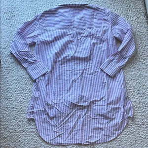 Anthropologie Oversized Button Up Tunic Blouse‎ Lavender Purple Stripe Medium thumbnail 6