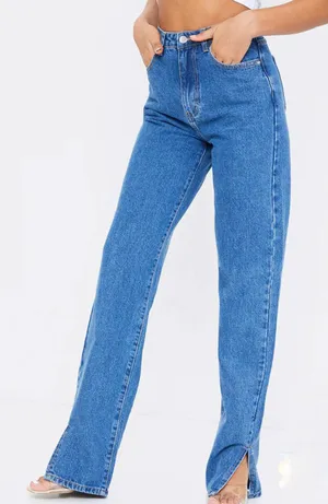 Mid Blue Wash Split Hem Jeans Size 6 thumbnail 2