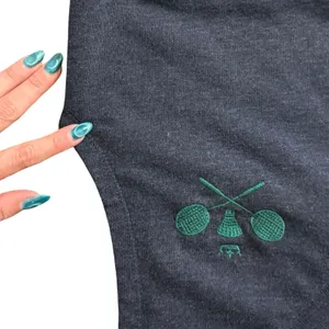 Urban Outfitters Navy Blue Green Badminton Embroidery Cropped Jersey Vest Size M thumbnail 5