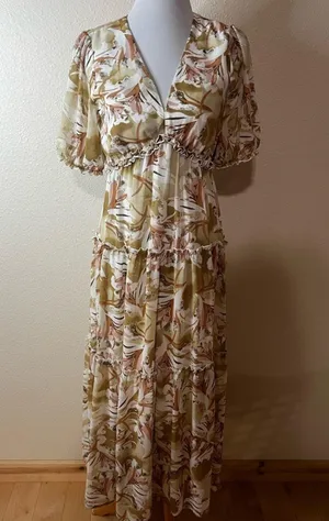 BalticBorn Santorini floral ruffle maxi dress SMALL thumbnail 1