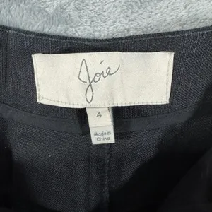 Joie Black Caviar Linen Catia Shorts Zip Fly Side Pocket Womens Size 4 thumbnail 3