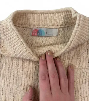 Free People FP Beach cream checkered gingham sweater M thumbnail 3